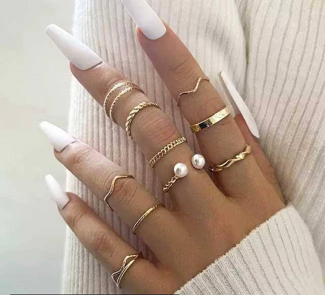 10 Pcs Trendy Golden Rings Set – Korean & Western Style