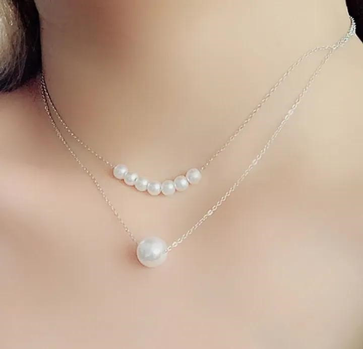 Multi-Layered Pearl Necklace with Candle Gift – Silver & Gold Jewelry for Women