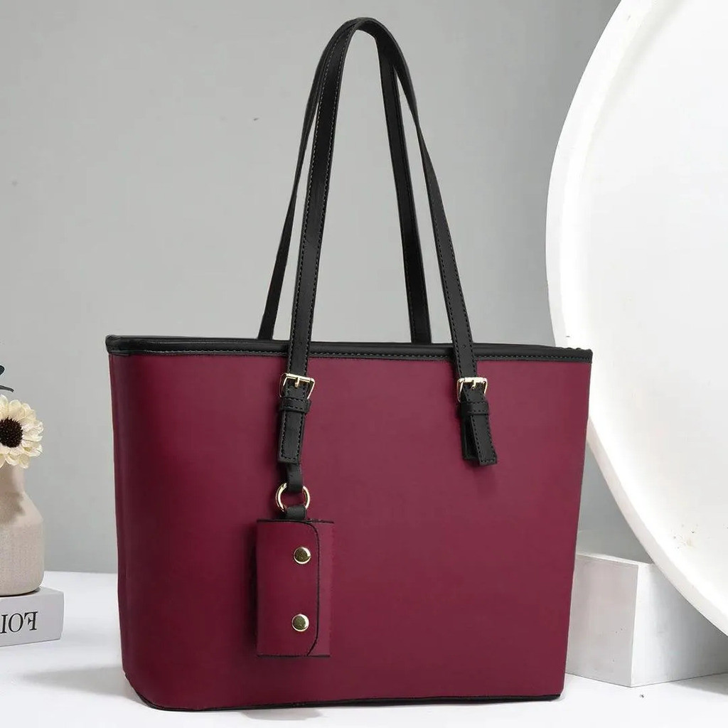 Women’s PU Leather Plain Shoulder Bag – Maroon