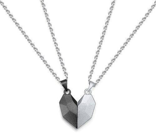 Heart Magnetic Pendant Necklace – Silver Stainless Steel Unisex Jewelry