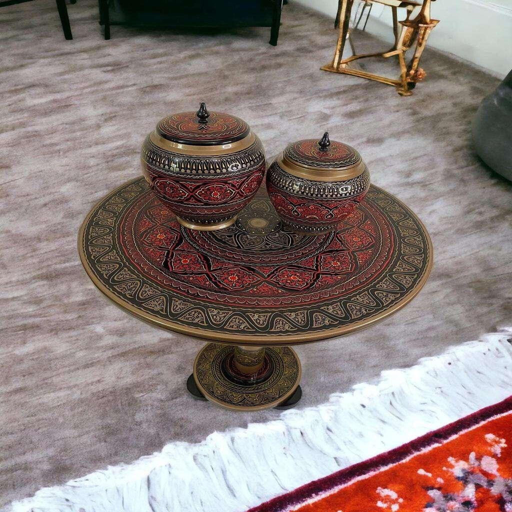 Handcrafted Wooden Table and Jars Décor Set – Stylish Home Accent