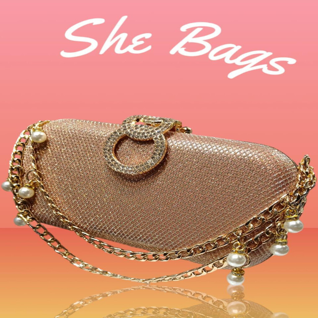 Women’s Golden Metal Fancy Clutch – Formal Accessory