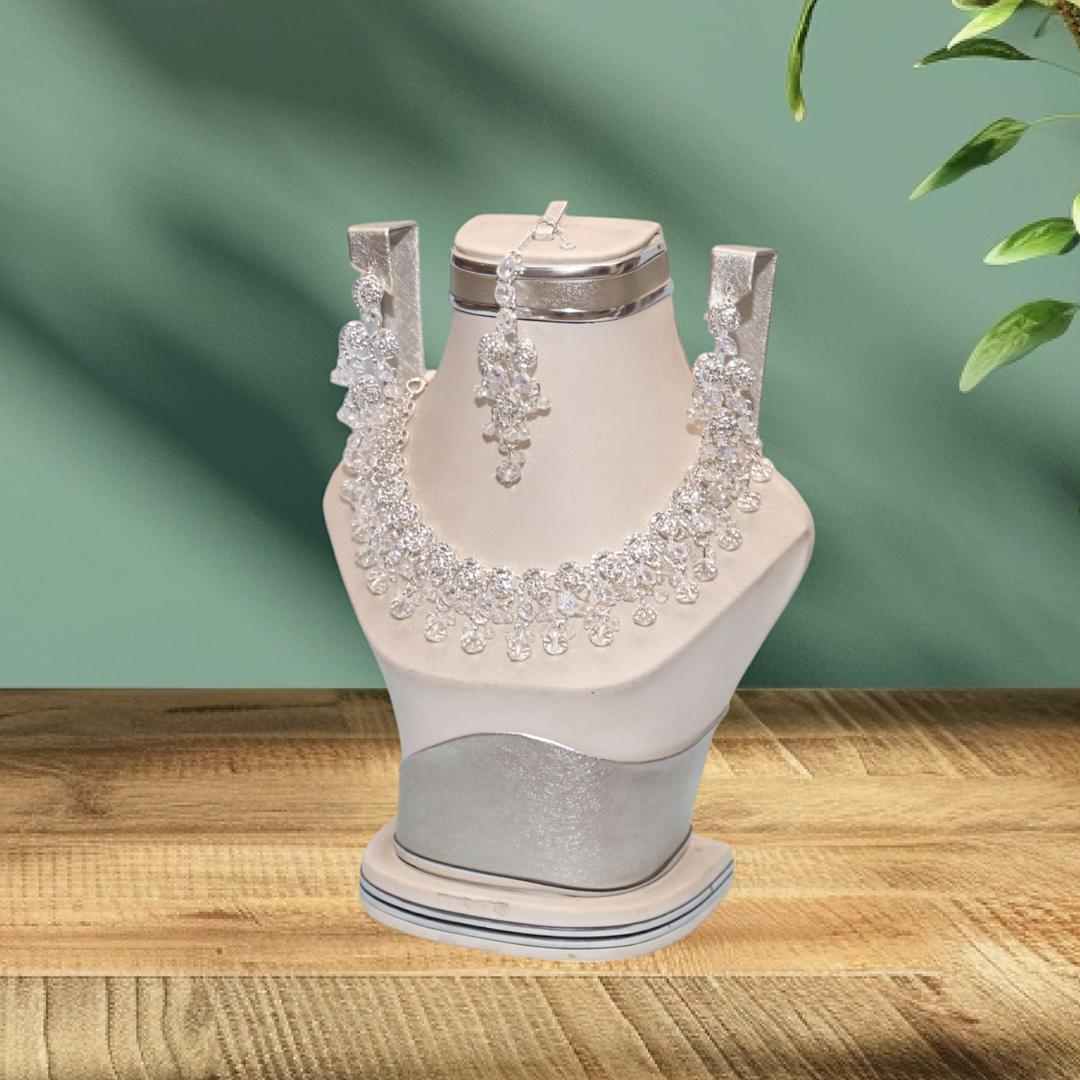 Fancy Silver Plated Crystal Bridal Set – Alloy Jewelry for Women