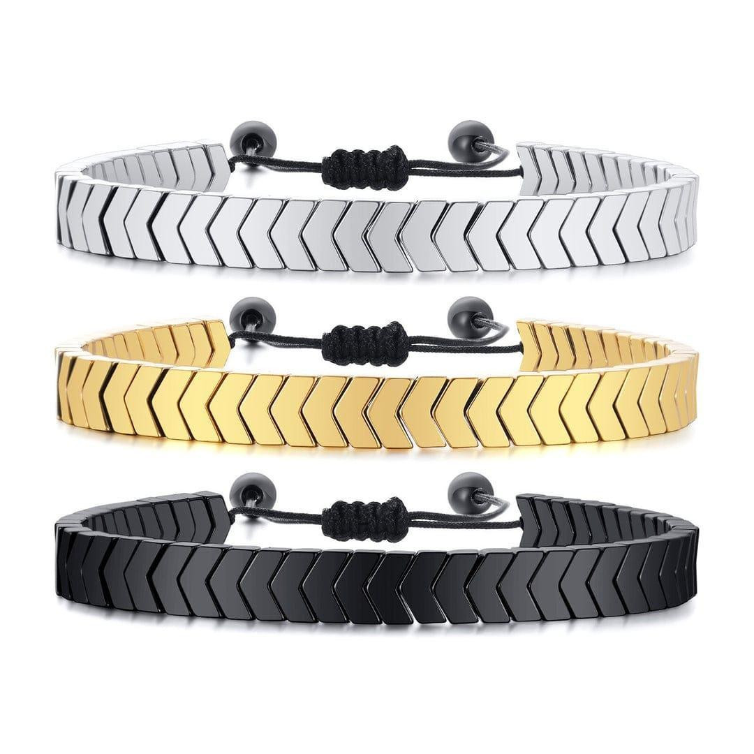 Men’s Crystal Bracelet – Black, Gold & Silver Style