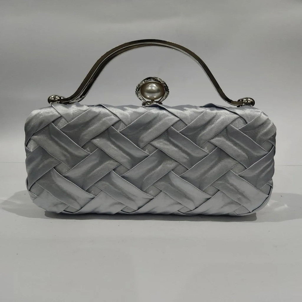 Women’s Silver Rexine Plain Fancy Clutch – Elegant Handbag